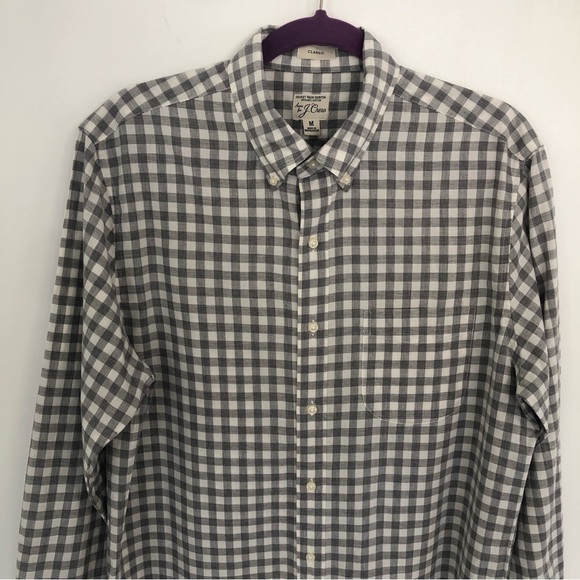 J.CREW Classic Men’s Grey/White Plaid Long Sleeve Casual Button Down Shirt Sz M - Picture 2 of 13